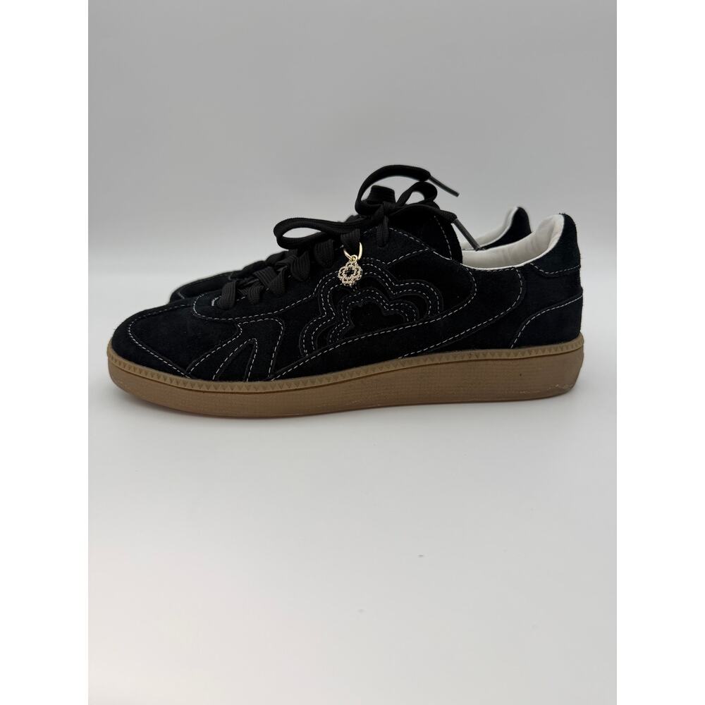 Maje Low Profile Sneakers Black Suede Size 39 / 9 Retro Contrast Stitching - Picture 4 of 13